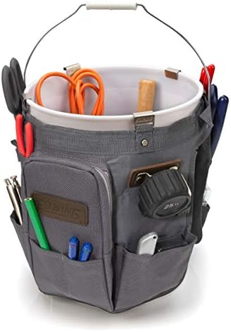 Estwing 28-Compartment 5-gallon Bucket Tool Organizer/Tool Bag, Durable Polyester, Heavy-Duty Steel Hangers, Zippered Pocket, 16 Open-top Pockets, 11 Tool Loops, Buckle Security Strap - Image 3