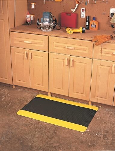 Wearwell Diamond-Plate Select Mat - Black/Yellow. Anti-Fatigue Workstation Mat. 2' W x 3' L x 9/16" Thickness. PVC Vinyl Surface with PVC Sponge. For Dry Industrial Use (495.916x2x3BYL) - Image 3