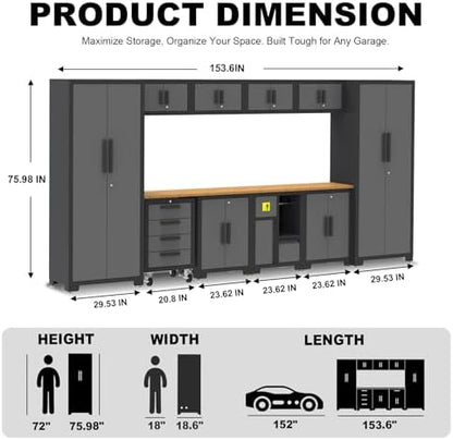 Torin Garage Storage Cabinets System, 12-Pcs Workshop Cabinet Set in Black - Image 2