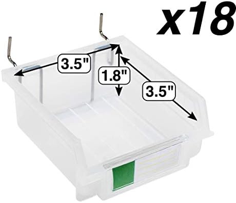 Pegboard Bins – 18 Pack Clear - Hooks to Any Peg Board - Organize Hardware, Accessories, Attachments, Workbench, Garage Storage, Craft Room, Tool Shed, Hobby Supplies, Small Parts - Image 2