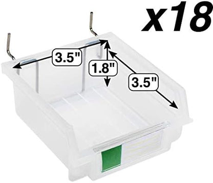 Pegboard Bins – 18 Pack Clear - Hooks to Any Peg Board - Organize Hardware, Accessories, Attachments, Workbench, Garage Storage, Craft Room, Tool Shed, Hobby Supplies, Small Parts - Image 2