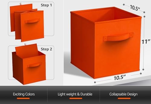 Sorbus Fabric Storage Cubes, 6-Pack Foldable Bins (11 Inch, Orange) - Image 3