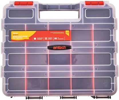 Amtech S6463 Double-Sided Storage Organiser Screw, Assortment Box for Hardware, 34 Adjustable Compartments, Durable Plastic Construction, 32 x 26 x 8cm by Amtech