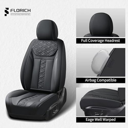 FLORICH Seat Covers, Atomutive Car Seat Covers Full Sets, Waterproof Seat Cover for Cars, Luxury Leather Universal Seat Cover Accessories Fit for Most Cars SUV Truck Sedans(Black) - Image 6