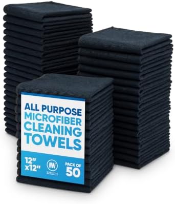 Microfiber Wholesale 12" x 12" Cleaning Cloths (400 Pack) Reusable Towels, Wash Rags, Dust Cloth, All-Purpose: Kitchen, Dish, Cars, Shop, Glass (Black) by MicrofiberWholesale