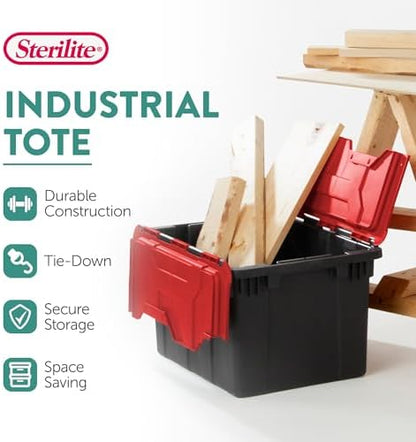 Sterilite Industrial Storage Tote with Lids for Garage, 12 Gallon, 18-Pack - Image 3