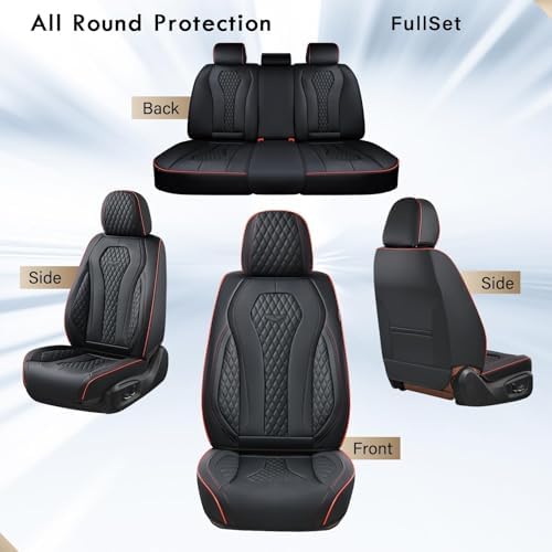 Coverado Automotive Seat Covers 5 Seats, Leather Seat Covers Fullset, Black Car Seat Covers, Luxury Car Seat Covers, Seat Cushion, Driver Seat Covers, Car Seat Protector Universal Fit Most Cars - Image 6