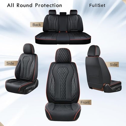 Coverado Automotive Seat Covers 5 Seats, Leather Seat Covers Fullset, Black Car Seat Covers, Luxury Car Seat Covers, Seat Cushion, Driver Seat Covers, Car Seat Protector Universal Fit Most Cars - Image 6