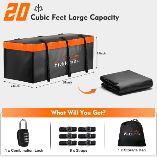 FIVKLEMNZ 20 Cubic Hitch Mount Cargo Carrier Bag Waterproof Soft Car Tray - Image 5