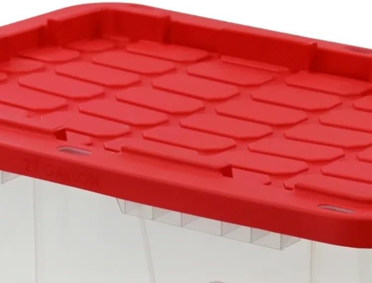 27 Gallon Clear Plastic Storage Bin with Red Lid, Storage for all ages - Image 3
