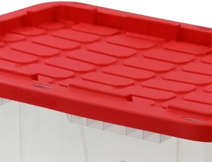 27 Gallon Clear Plastic Storage Bin with Red Lid, Storage for all ages - Image 3