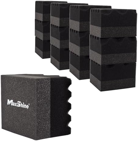 Maxshine Hydro-Tech Tire Foam Applicator Pad Waxing Sponge for Car Detailing, Black & Red (12 Pack) by Maxshine