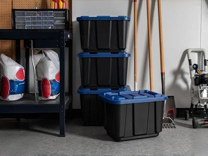 4 Pack 12 Gallon Heavy Duty Plastic Storage Bins with Lids, Stackable Garage Organizer Totes, Durable Utility Containers with Reinforced Handles for Garage, Workshop, Basement - Image 5