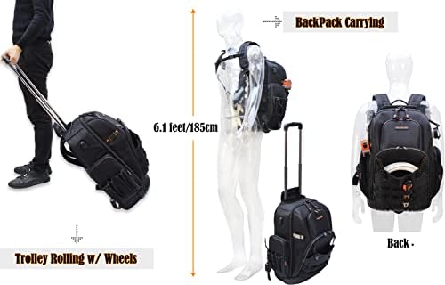 WELKINLAND 72Pockets Rolling Tool backpack, Tool Bag Backpack With Wheels - Image 5