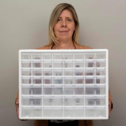 Akro-Mils 44-Drawer Plastic Storage Cabinet, 20"W x 6"D x 16"H, White - Image 2