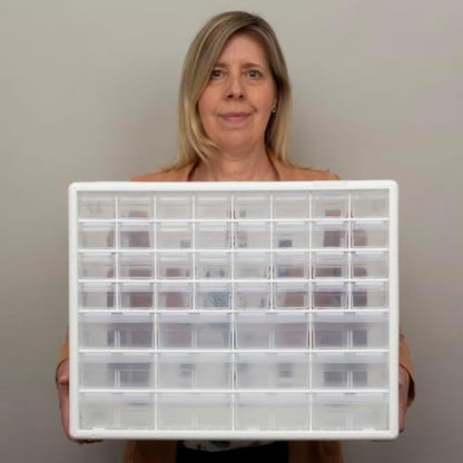 Akro-Mils 44-Drawer Plastic Storage Cabinet, 20"W x 6"D x 16"H, White - Image 2