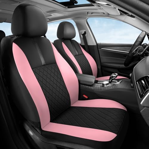 Coverado Car Seat Covers Front Pair, Automotive Leather Seat Covers for Car，Universal Fit Front Back Seat Cover, Non-Slip Waterproof Breathable Car Seat Protector by COVERADOAUTO