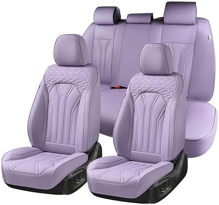 FLORICH Leather Seat Covers Full Set Purple Car Seat Cover Full Coverage Seat Covers Front Seats and Rear Waterproof Car Seat Cushion Protector Universal Fit for Most Cars Trucks SUVs by FLORICH