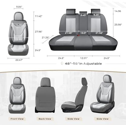 Coverado Car Seat Covers with Lumbar Support, Front Covers for Cars, Universal Automotive Seat Cover, Waterproof, Leather Car Seat Cushion, Interior Seat Protectors for Most Cars - Image 6