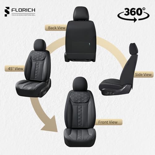FLORICH Seat Covers, Front Seat Covers 2 PCs, Automotive Seat Cover for Cars, Luxury Leather Universal Seat Cover Accessories Fit for Most Cars SUV Truck Sedans(Black) - Image 6