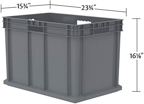 Akro-Mils 37686 Plastic Straight Wall Container Tote with Solid Sides and Solid Base, (24-Inch x 16-Inch x 16-Inch), Gray, (2-Pack) - Image 5
