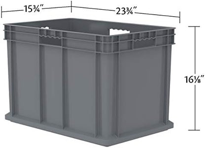 Akro-Mils 37686 Plastic Straight Wall Container Tote with Solid Sides and Solid Base, (24-Inch x 16-Inch x 16-Inch), Gray, (2-Pack) - Image 5