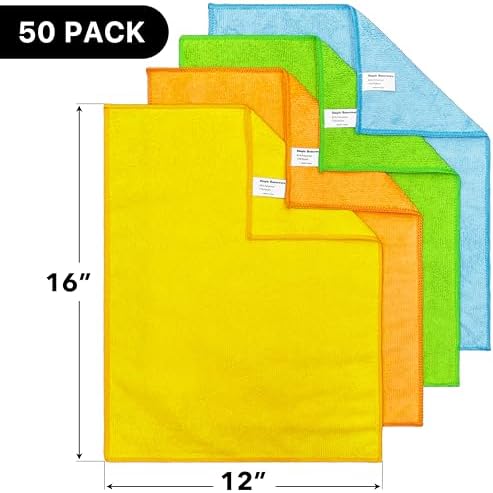 Simple Houseware 12" x 16" Microfiber Cleaning Cloth 50 Pack, 4 Colors - Image 2