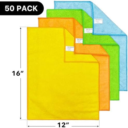 Simple Houseware 12" x 16" Microfiber Cleaning Cloth 50 Pack, 4 Colors - Image 2