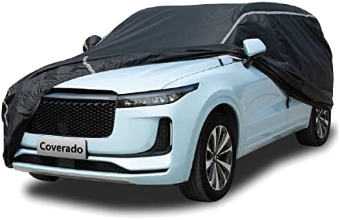 Car Cover Waterproof All Weather, Coverado Soft Cotton Lined Hail Protector Car Cover with Zipper Door, Outdoor Sun UV Rain Snow Protection Car Covers for Automobiles Universal Fit SUV (170"-190") by COVERADOAUTO