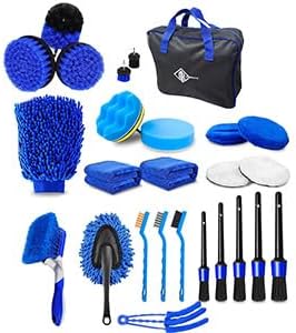 27Pcs Car Detailing Kit, Car Detailing Brush Set, Car Wash Cleaning Kit, Car Detailing Brushes, Professional Car Care Kit for Interior Exterior Wheels, Blue by Unknown