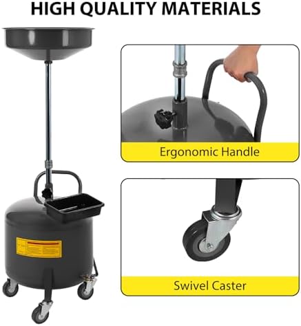 Garvee 8 Gallon Waste Oil Drain Tank, Portable Oil Drain Container, Air Operated Drainer, Fluid Fuel Transfer Drainage, Adjustable Funnel Height with Wheel &15'' Premium Bowl and a Toolbox - Image 4