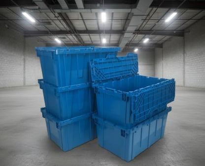 Storage Plastic Tote Crate, 27"x16.9"x12.5", 5 Pack - Image 4