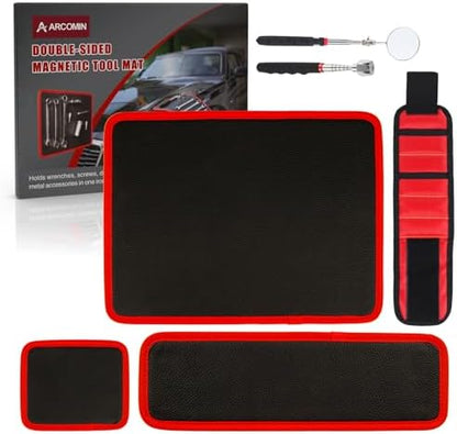 Magnetic Tool Mat Set, Wristband, Pickup Tool & Mirror for Auto Repair by Unknown