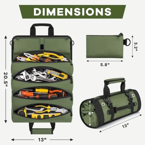 ANILD 13 Inch Regular Long Tool Bag Roll Up, Roll Up Tool Bag Organizer - Image 2