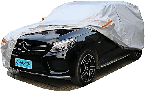 SEAZEN SUV Car Cover Waterproof All Weather, Outdoor Car Covers for Automobiles with Zipper Door, Hail UV Snow Wind Protection, Breathable Oxford Cloth Universal Full Car Cover(Length 191" to 200") by SEAZEN