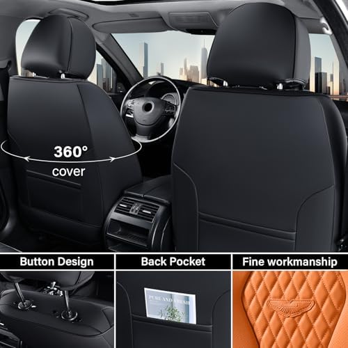 Coverado Car Seat Covers, Seat Covers Front Seats,Orange Car Seat Cover, Waterproof Car Seat Covers, Car Seat Cushion, Front Leather Seat Protector Fit for Most Cars - Image 3