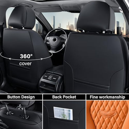 Coverado Car Seat Covers, Seat Covers Front Seats,Orange Car Seat Cover, Waterproof Car Seat Covers, Car Seat Cushion, Front Leather Seat Protector Fit for Most Cars - Image 3