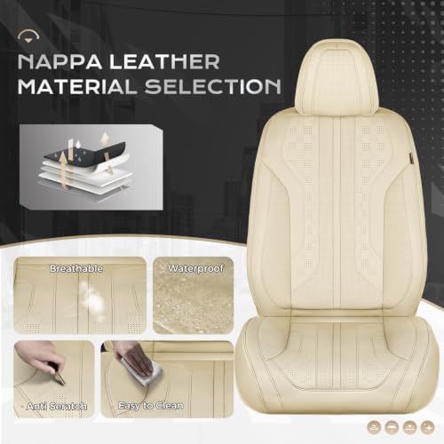 Coverado Car Seat Covers Full Set, Seat Covers for Cars, Front Seat Covers and Back Seat Cover Waterproof Leather Automotive Seat Cover, Universal Car Interior Protectors Cushion for Most Cars - Image 2
