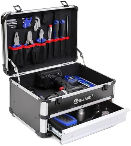 E ELIAUK Tool Box Tool Organizer Storage Cabinet Carry Case Tool box with DrawersSilver - Image 3