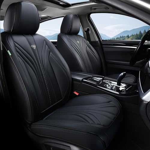 FLORICH Car Seat Covers, Black Leather Car Seat Covers Front Seats, Premium Leatherette Car Seat Cushion for Cars, Automotive Seat Protectors Universal Fit for Most Sedans Cars SUV Trucks by FLORICH