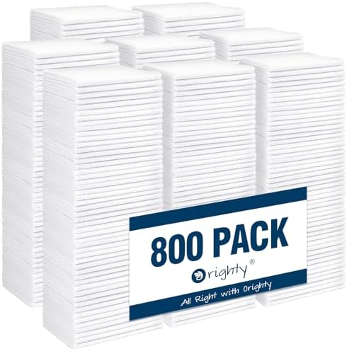 Orighty Microfiber Cleaning Cloth, 800 Pack Highly Absorbent Cleaning Rags, Household Cleaning Supplies, Reusable Microfiber Towels Lint Free Cloths for House, Kitchen, Car Care, 12x11 inch, White by AllRightinOrighty