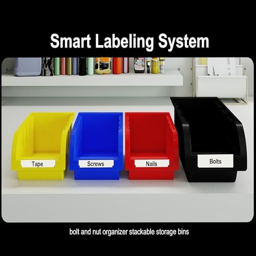 30Pcs Plastic Wall Mounted Storage Bins Parts Rack Nuts And Bolt Bins Organizer For Shop Garage for Screws, Nuts, Bolts, Nails, Beads, and Small Hardware Parts(RED+BLUE+BLACK, 30) - Image 5