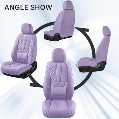 Coverado Front Seat Covers, Waterproof Leather Car Seat Protector, Universal Fit for Most Cars (Purple) - Image 5