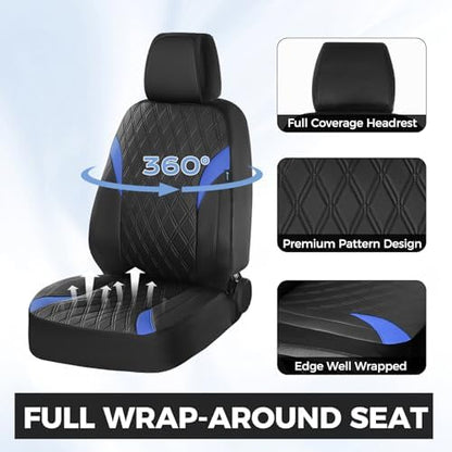 FLORICH Front Car Seat Covers, Leather Seat Covers for Cars, Waterproof Car Seat Protector Breathable, Front Seat Covers for Cars, Automotive Seat Covers Universal Fit for Most Car SUV Truck - Image 3