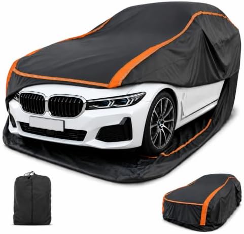 Full Enclosed Car Cover Waterproof All Weather Heavy-Duty Outdoor – Fits 209-218" Sedans: Avalon, Taurus, MKS/Continental, BMW740i, S-Class & More,Heavy-Duty Zip Cover with UV & Tear Protection by INTYSAMSedanSUVGrillCoverswithPatent