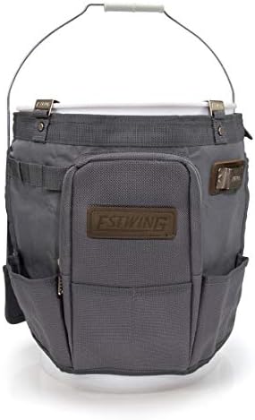 Estwing 28-Compartment 5-gallon Bucket Tool Organizer/Tool Bag, Durable Polyester, Heavy-Duty Steel Hangers, Zippered Pocket, 16 Open-top Pockets, 11 Tool Loops, Buckle Security Strap by EstwingTools