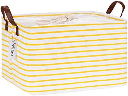 Hinwo 31L Large Canvas Storage Bin with Lid and Handles by Hinwo