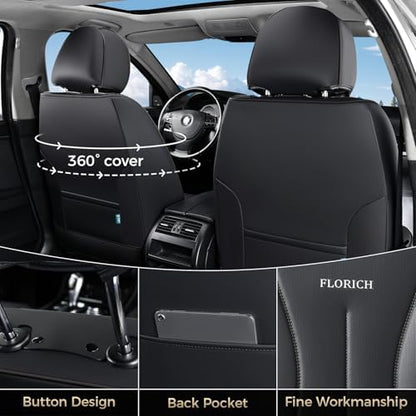 FLORICH Front Car Seat Covers, Leather Seat Covers for Cars, Waterproof Car Seat Protectors 2 Pack, Front Seat Covers for Cars, Automotive Seat Covers Protector Fit for Most Sedans SUV Pick-up Truck - Image 2