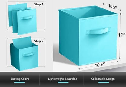 Sorbus Fabric Storage Cubes, 6-Pack Foldable Bins (11 Inch, Aqua) - Image 3