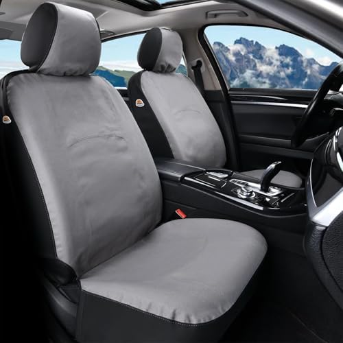 Coverado Car Seat Covers Front, Canvas Universal Seat Covers for Cars, 2-Pack Car Seat Cushions, Auto Seats Protectors for Kids & Dogs, Driver Seat Covers Fit for Most Vehicles Trucks SUVs/Gray - Image 6